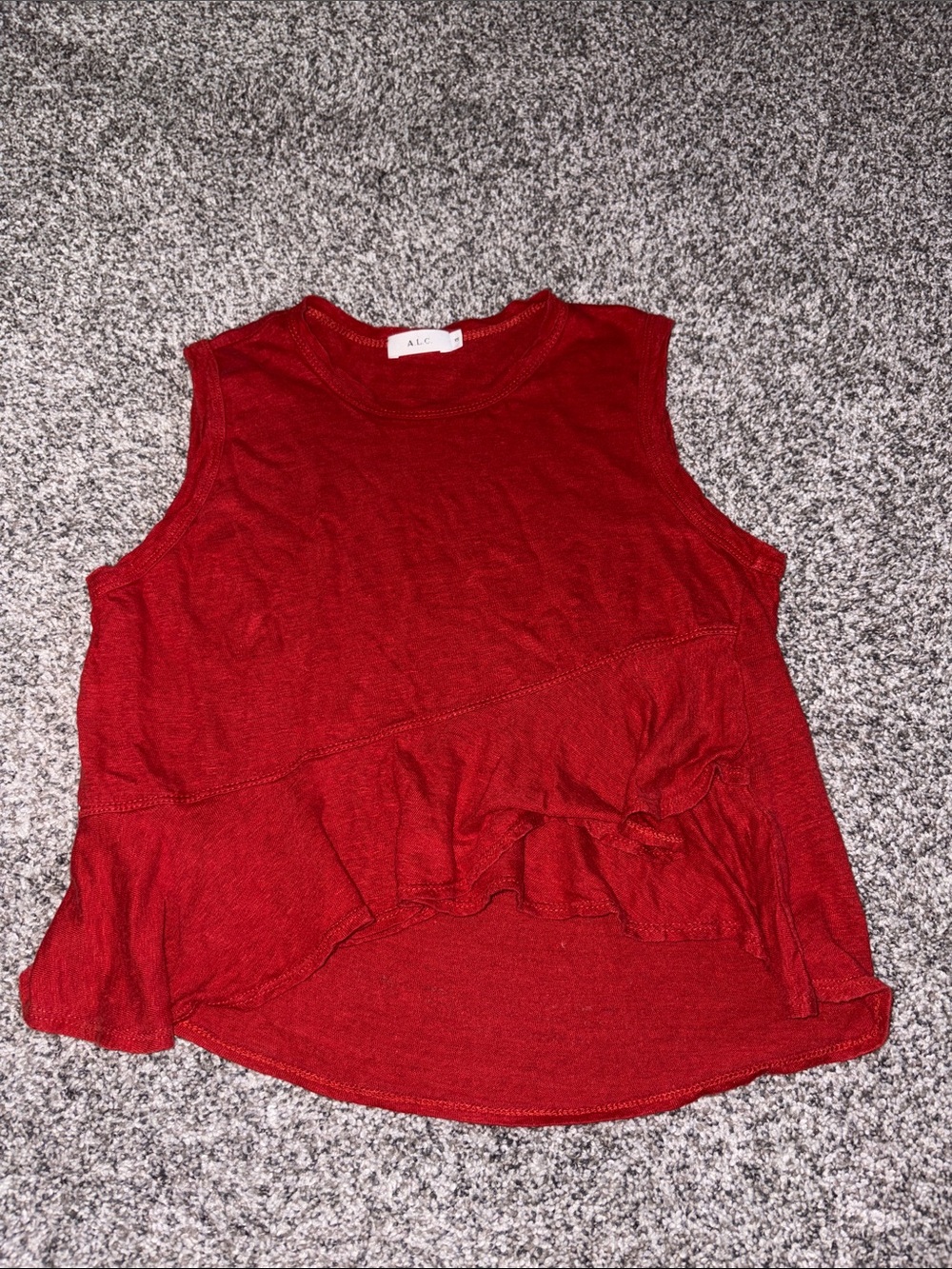 A.L.C. Red Ruffle Hem Crop Tank Top